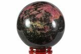 Polished Rhodonite Sphere - Madagascar #78801-1